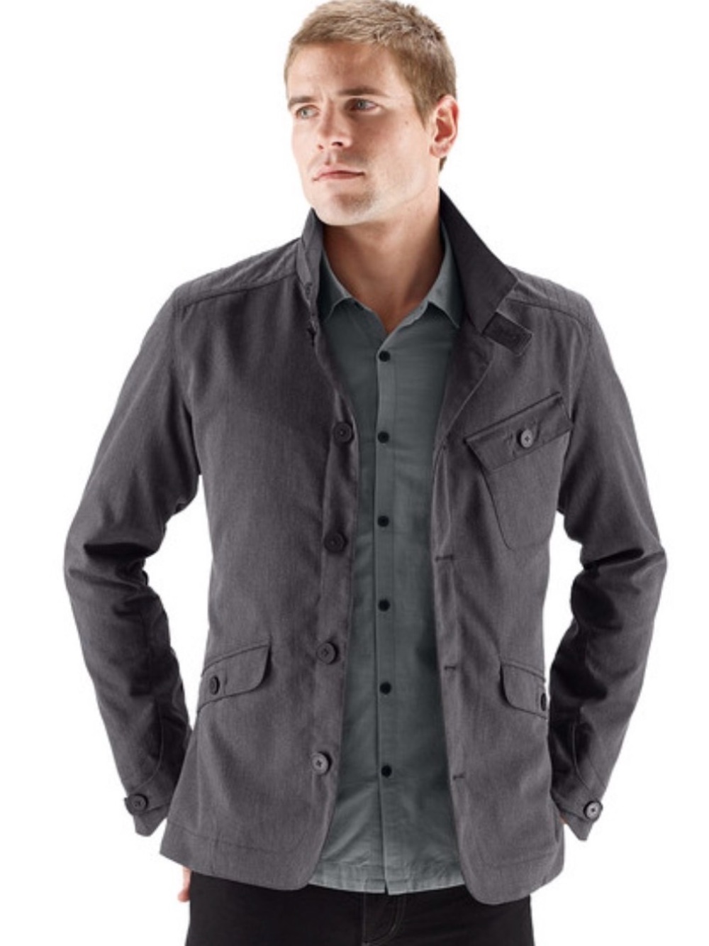 EUC, Nau Vice Blazer, lightweight military-inspired jacket/blazer, Gray, Size L